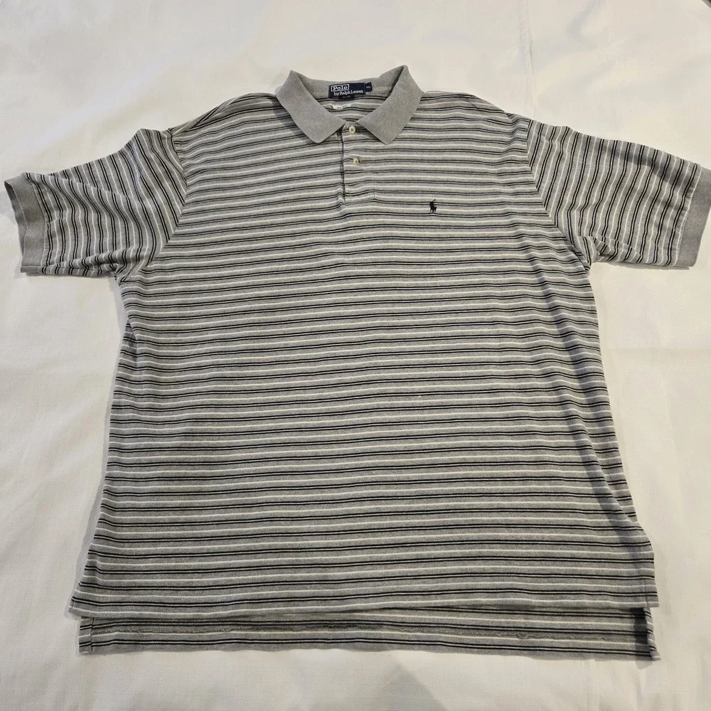 Polo Ralph Lauren Black‎ Gray White Stripes 2XL XXL